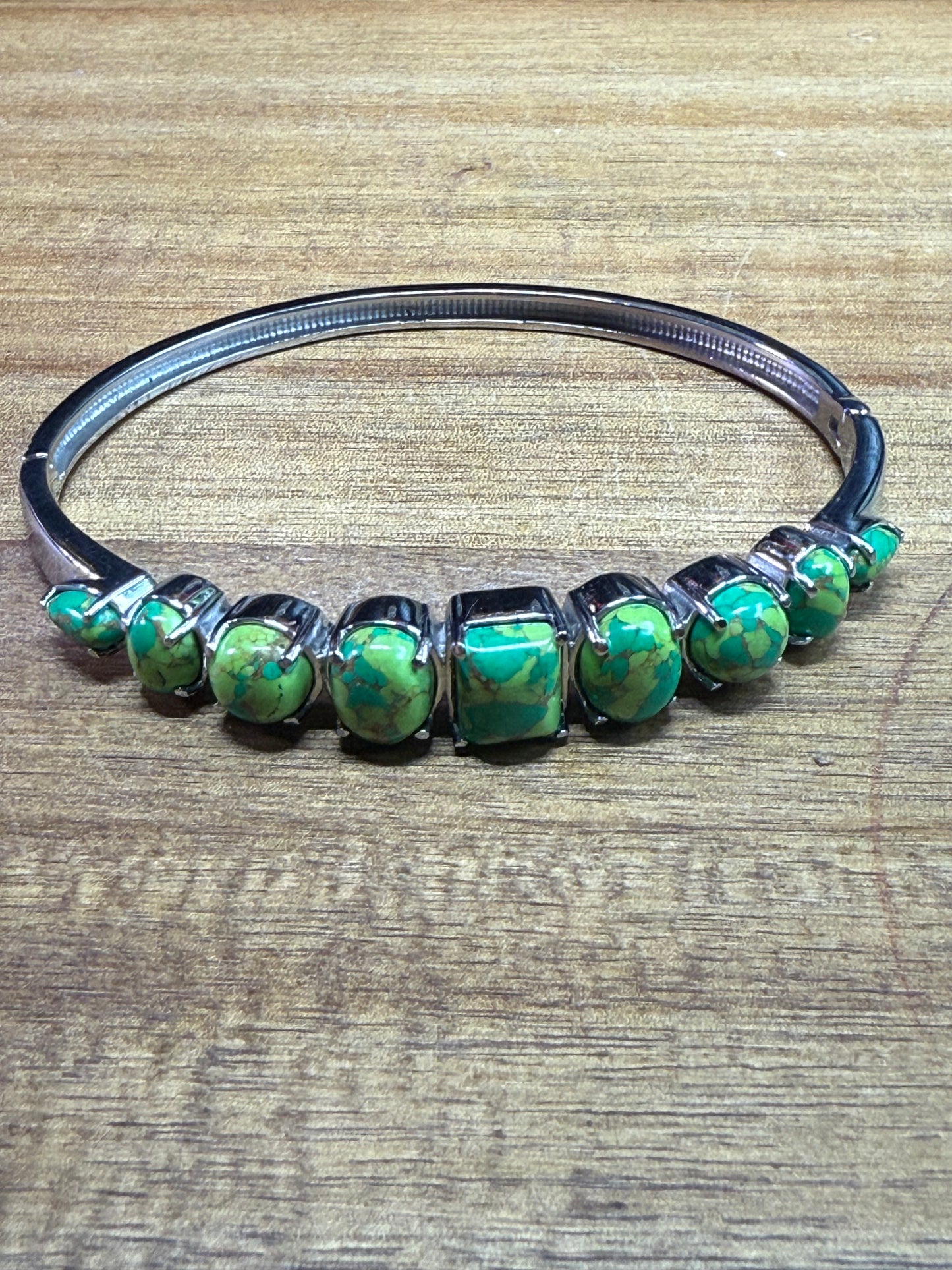 Green Turquoise Stainless Steel Bangle(15.15 carats)