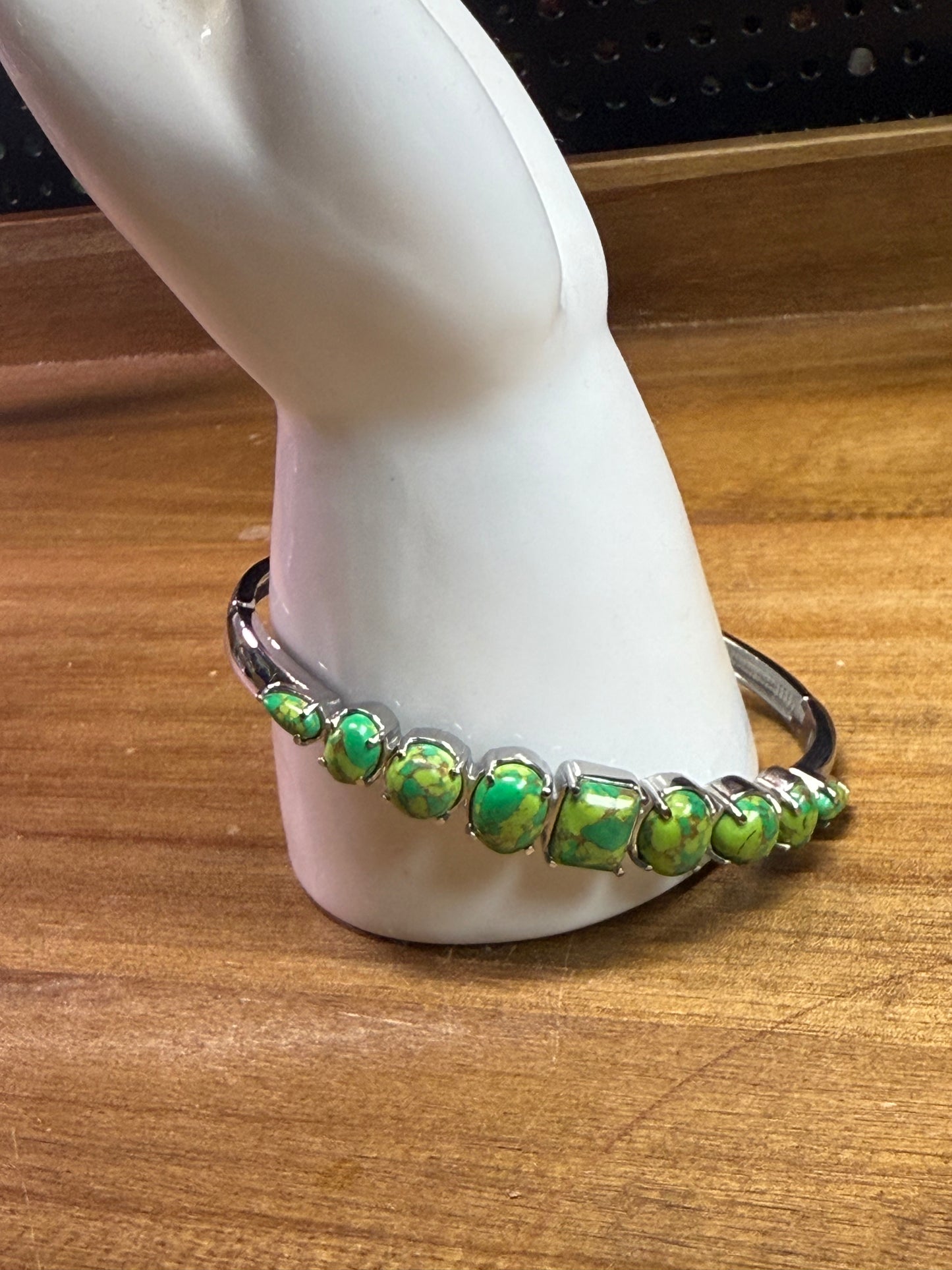 Green Turquoise Stainless Steel Bangle(15.15 carats)