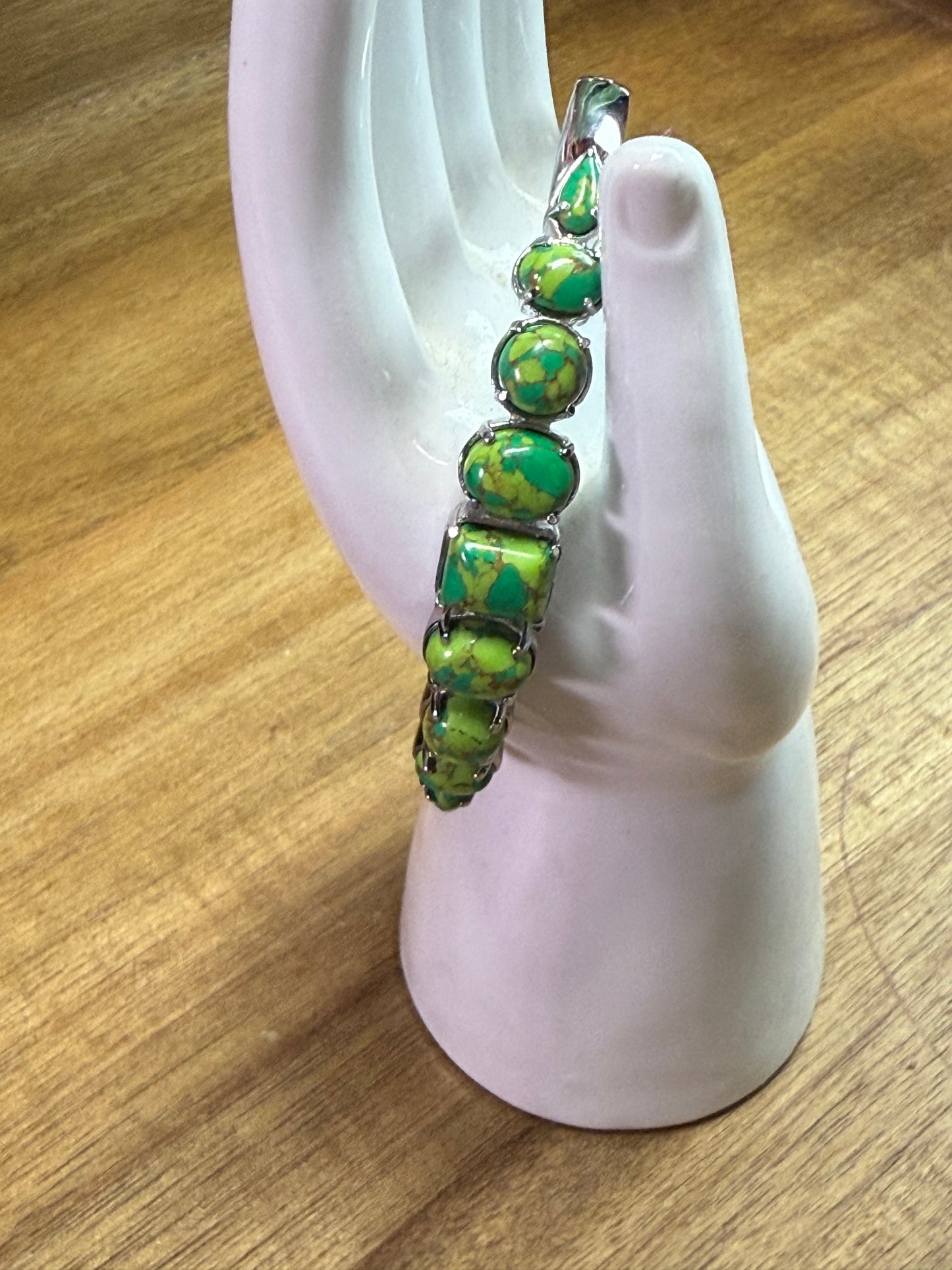 Green Turquoise Stainless Steel Bangle(15.15 carats)