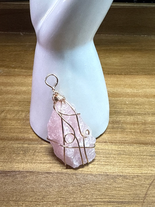 Rose Quartz wire wrapped pendant