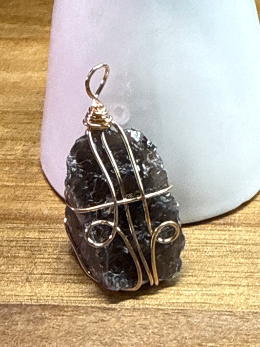 Smoky quartz wire wrapped pendant