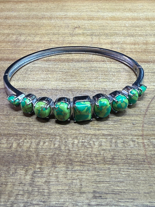 Green Turquoise Stainless Steel Bangle(15.15 carats)