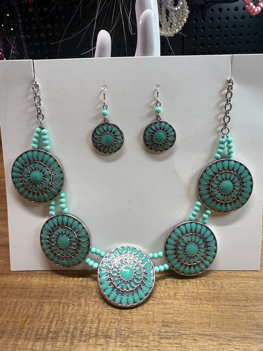 Turquoise Necklace and earring Set
