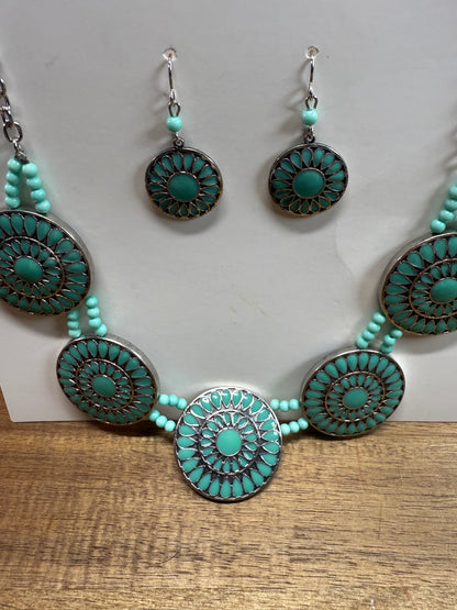 Turquoise Necklace and earring Set